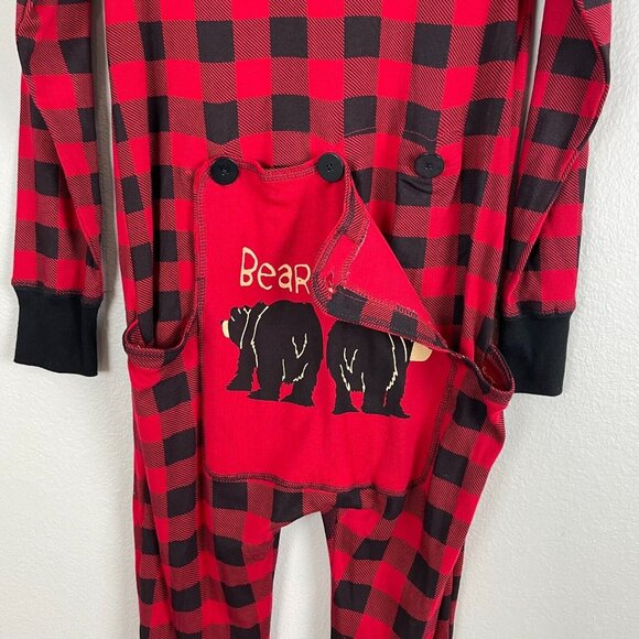 Lazy One Adult Small Buffalo Plaid Union Suit One Piece Pajama Flap Jacks UNISEX - Picture 7 of 10